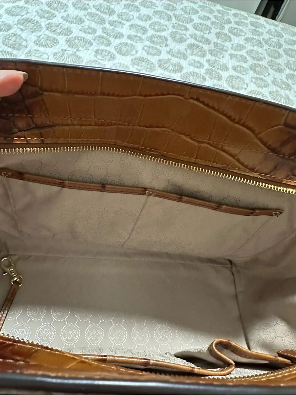 Michael Kors Bags | Michael Kors Selma Crocodile Leather Satchel | Color: Brown